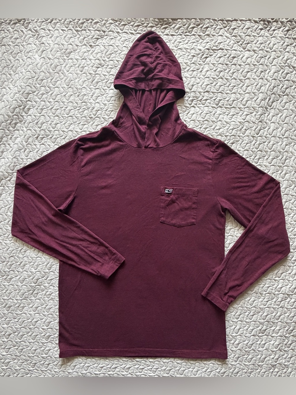 Vineyard Vines Edgartown Hooded T-Shirt Men’s Small Burgundy Long Sleeve Pocket